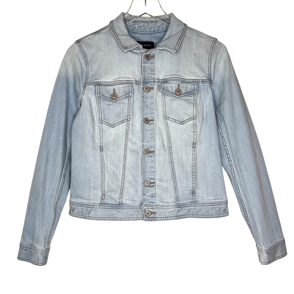 Talbots Light Wash Denim Jean Jacket SMALL Faded Wash Cotton Stretch